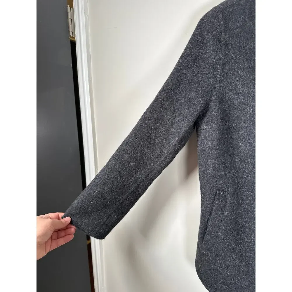 Kuna Asymmetric Zip Coat Baby Alpalca Wool Size Small Gray Pockets Warm - Picture 4 of 12